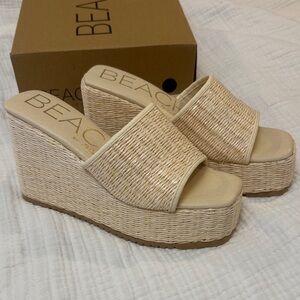 Matisse Woven Tan Wedge Sandals